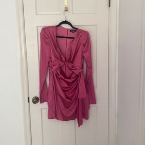 Pulse of the night hot pink satin cutout dress